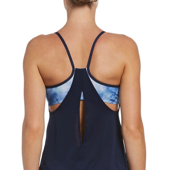 Women’s Nike textured Striped Layered Tankini Top M - Picture 2 of 6